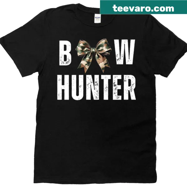 Cute bow hunting-themed T-shirt with cartoon graphics
