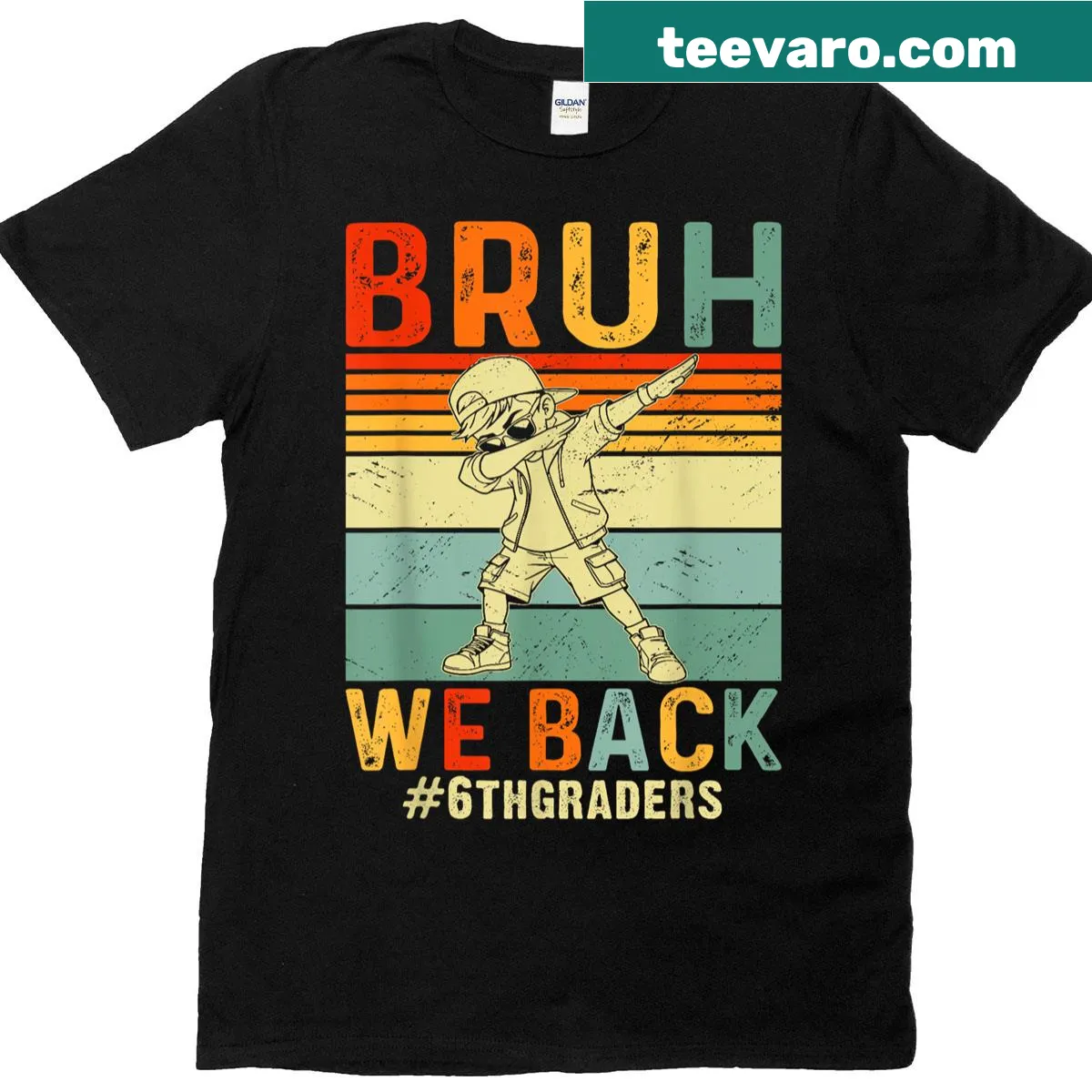 Retro shirt saying 'Bruh We Back' for sixth graders — on a men's t-shirt