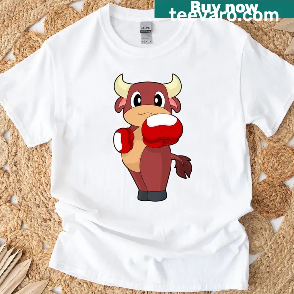 Boxing t-shirt featuring bold boxing gloves and a bull design