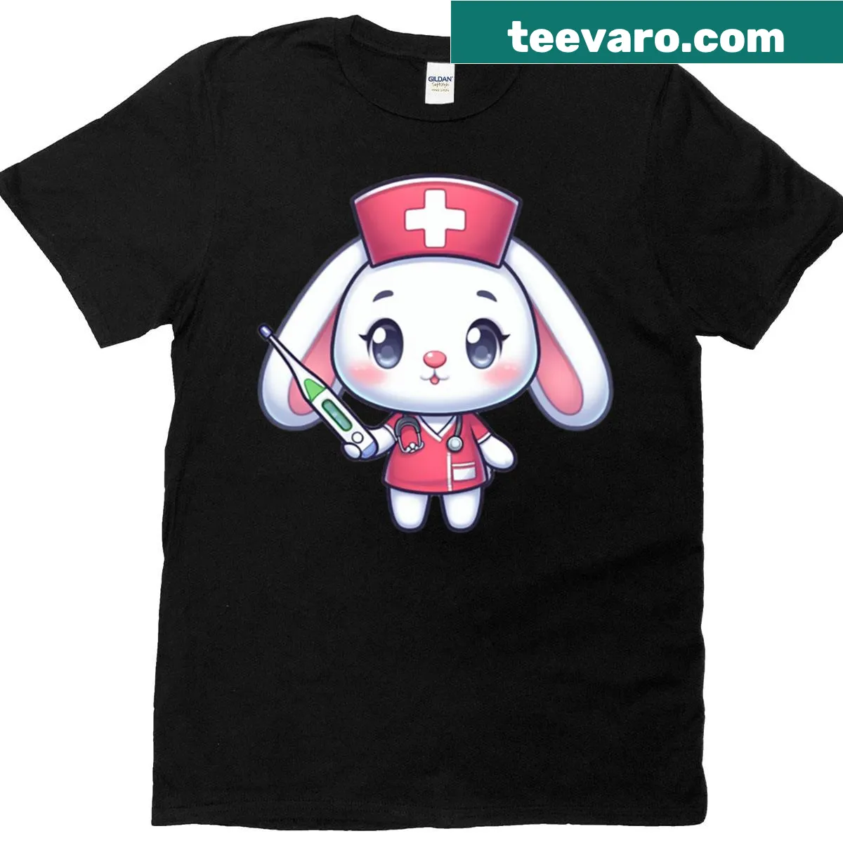 Cartoon bunny nurse design on a t-shirt. — on a men's t-shirt