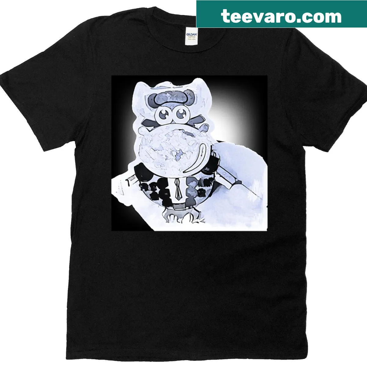 Cartoon bull character in a suit design — on a men's t-shirt