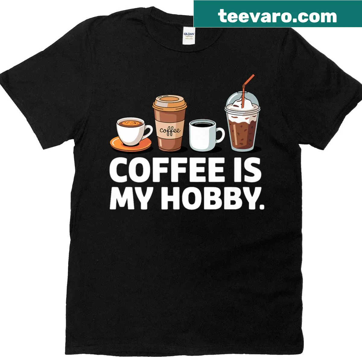 Barista-themed t-shirt with 'Coffee Is My Hobby' text — on a men's t-shirt