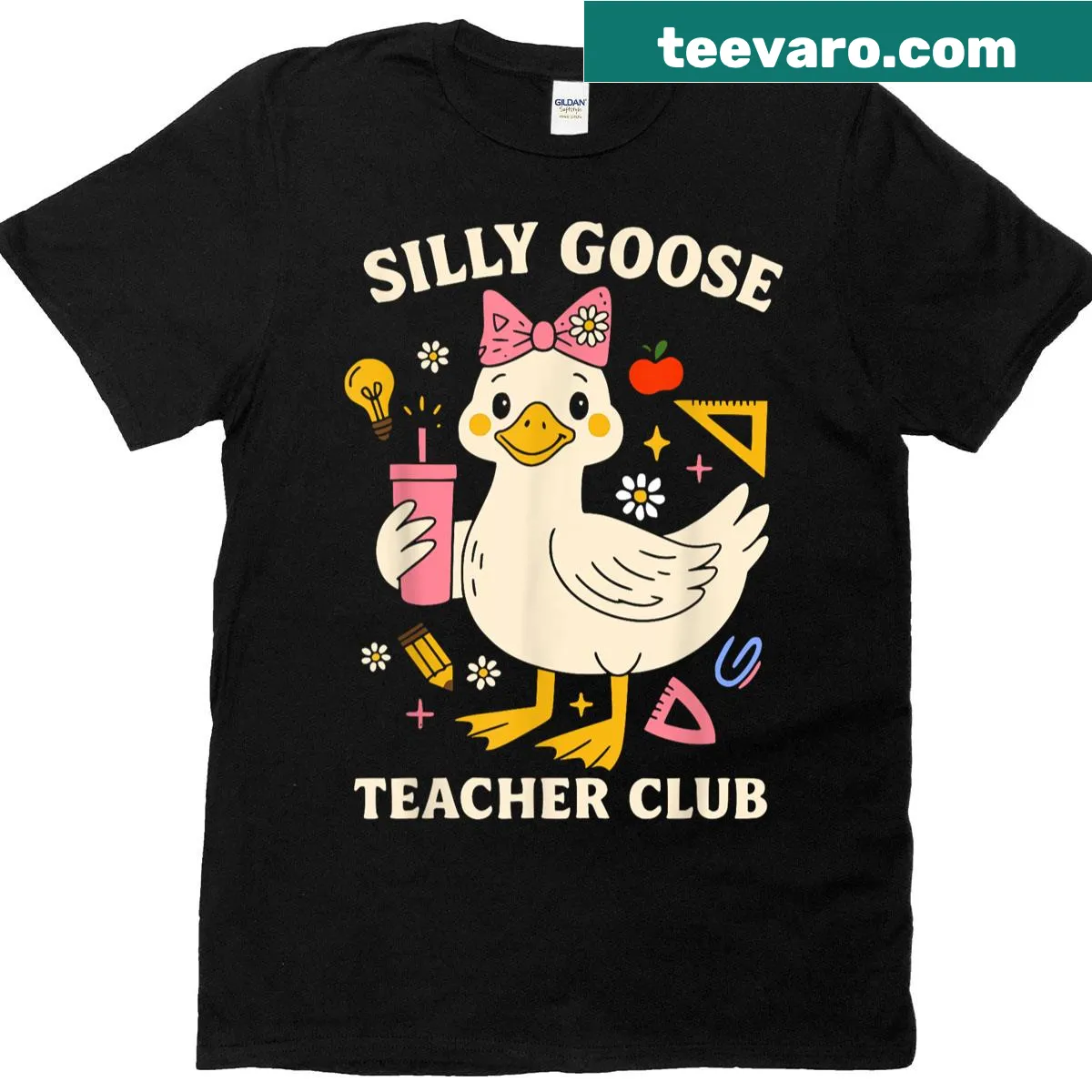 Funny goose graphic design for teachers on a t-shirt — on a men's t-shirt