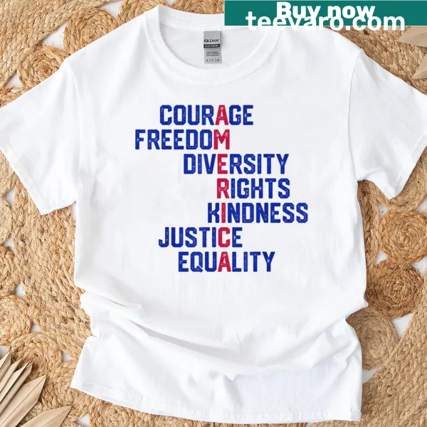 Retro typography design promoting courage and equality t-shirt