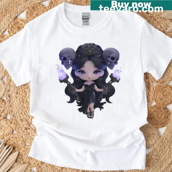 Chibi Hekate graphic on casual t-shirt