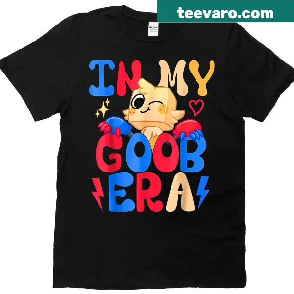 Cartoon birthday t-shirt featuring Goob celebrating with a big smile