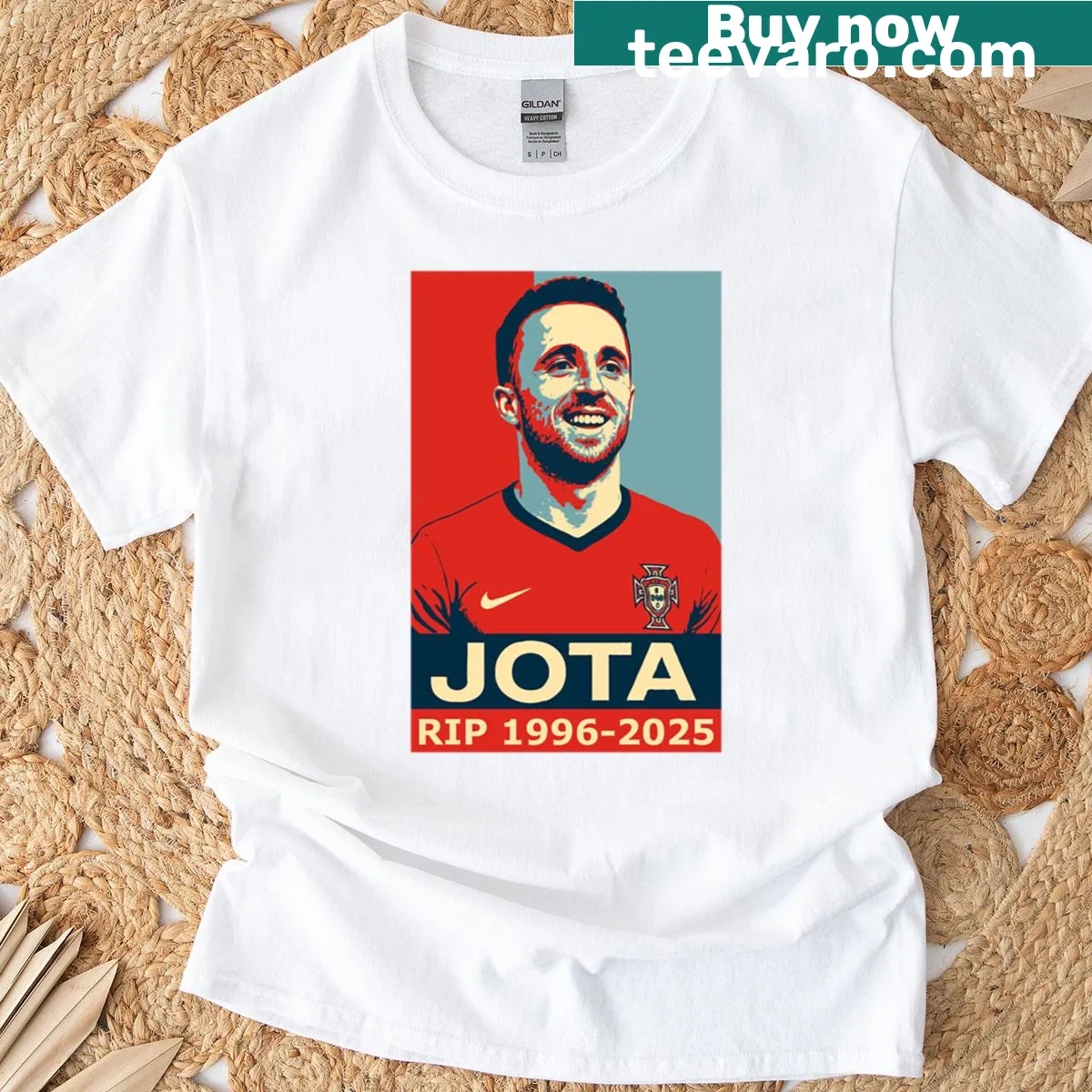 Diogo Jota tribute T-shirt featuring a memorial art design — on a men's t-shirt