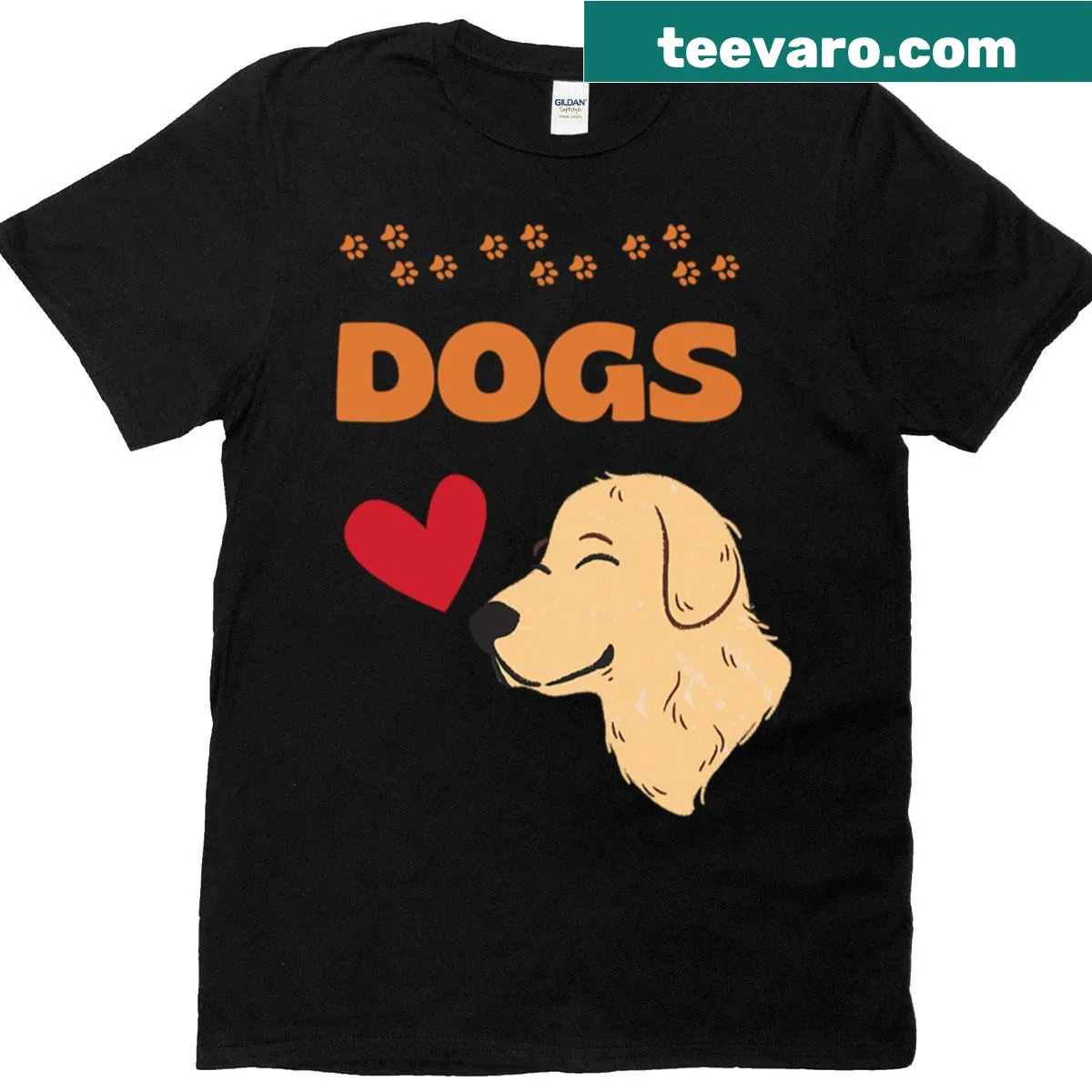 Cute Golden Retriever design T-shirt celebrating dogs' love — on a men's t-shirt