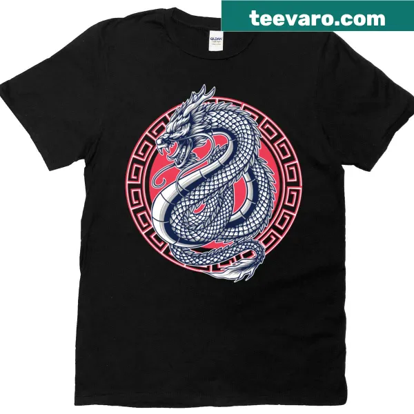 Bold dragon emblem design on a t-shirt