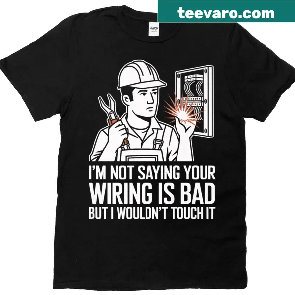 Humorous electrician-themed design on a t-shirt