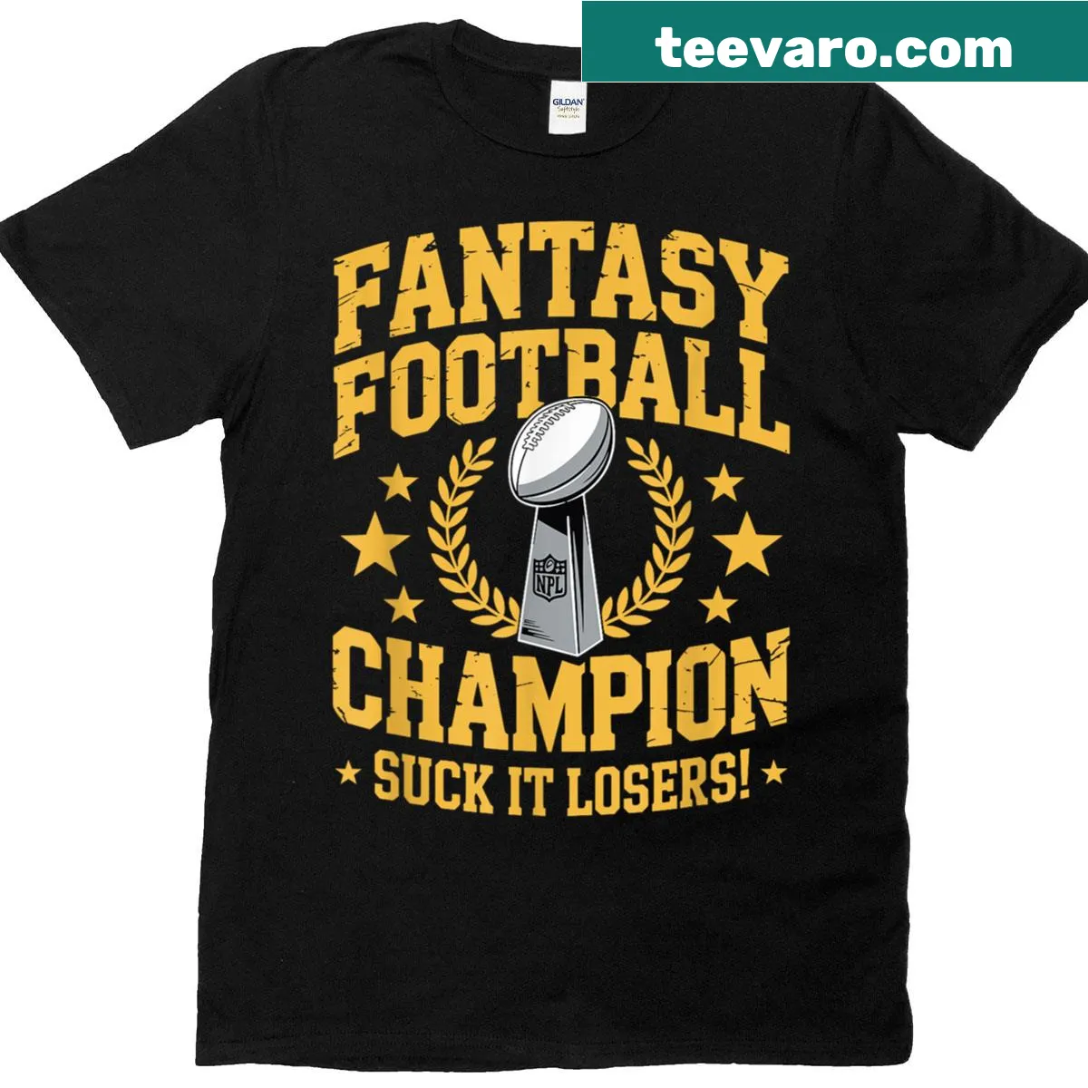 Funny Fantasy Football T-shirt featuring Champion Draft 2025 text — on a men's t-shirt