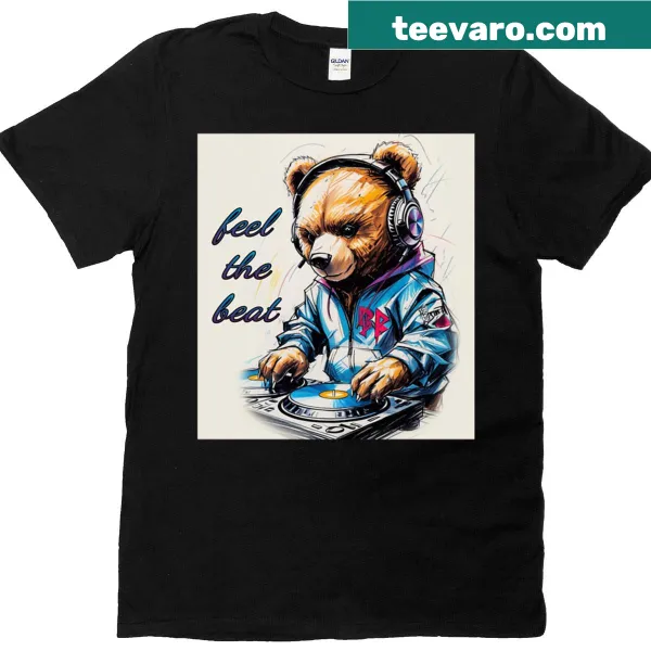 Oversized T-shirt featuring a cute DJ bear graphic