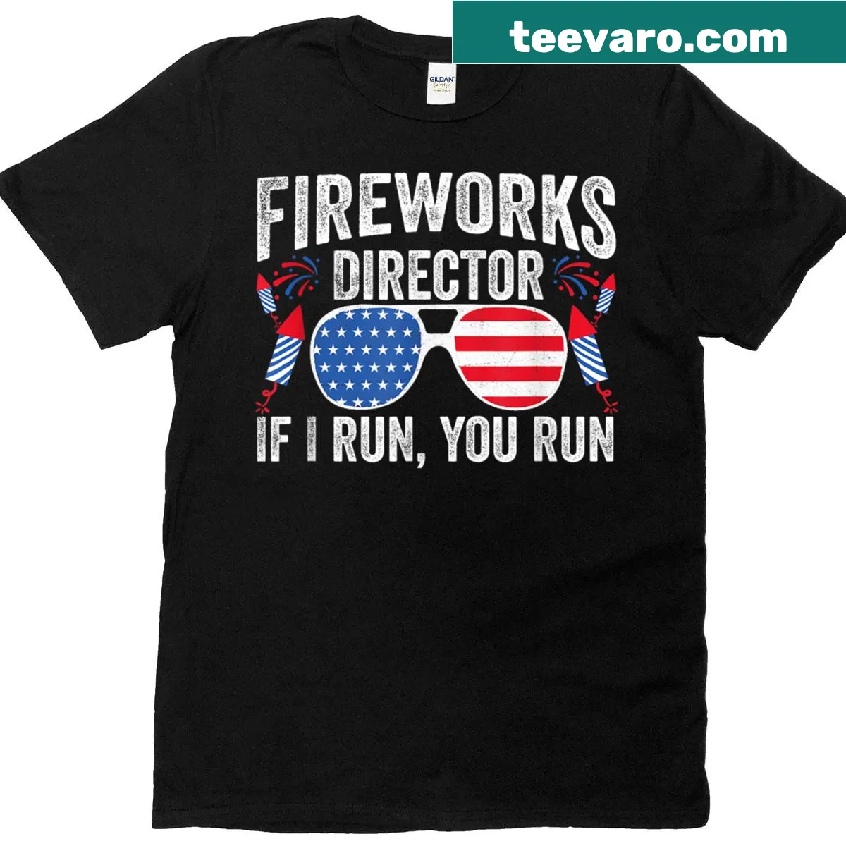 Humorous 4th of July T-shirt with 'If I Run You Run' slogan — on a men's t-shirt