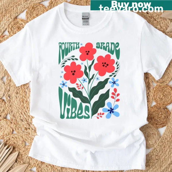 Floral T-shirt featuring wildflowers, perfect for fourth grade teachers