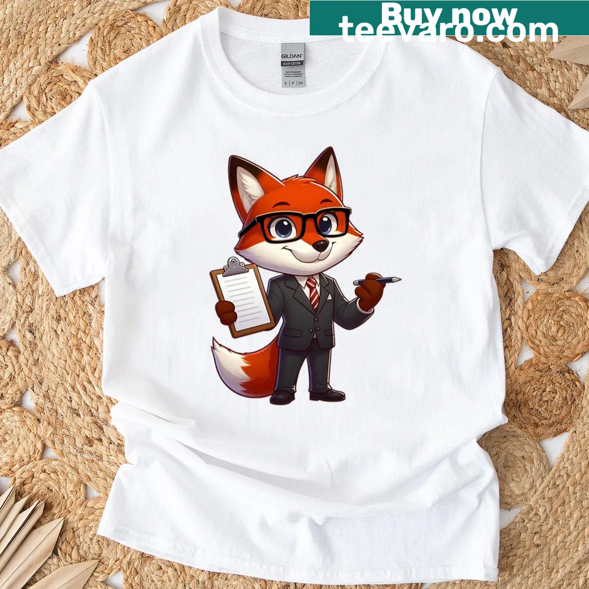 Cute cartoon fox design t-shirt for teachers — on a men's t-shirt