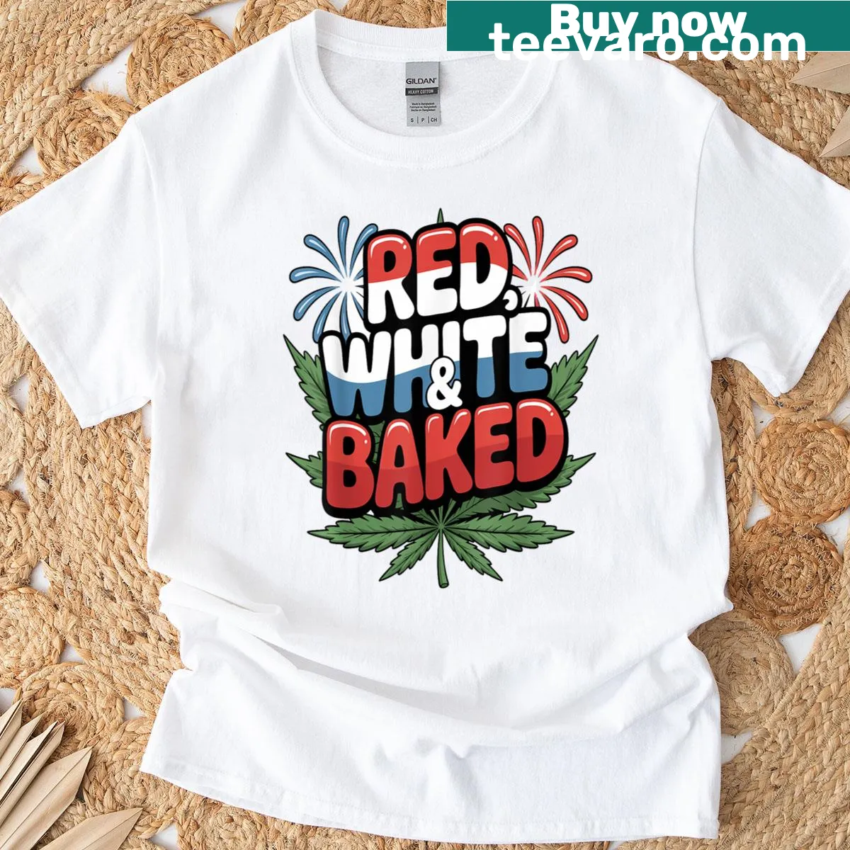 Humorous cannabis-themed 4th of July graphic — on a men's t-shirt