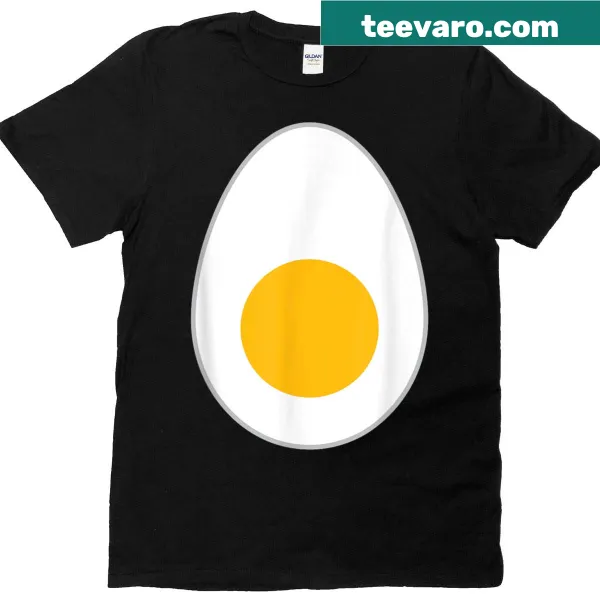 Cartoon deviled egg graphic T-shirt for Halloween costume lovers.