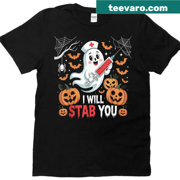 Halloween nurse shirt with ghost design and humorous text