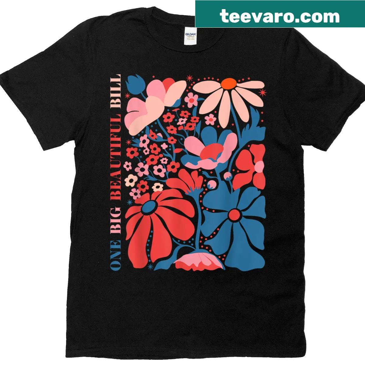 Whimsical flower-themed T-shirt with playful saying — on a men's t-shirt