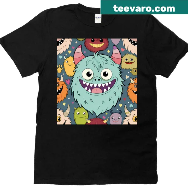 Cute furry monsters parade graphic T-shirt