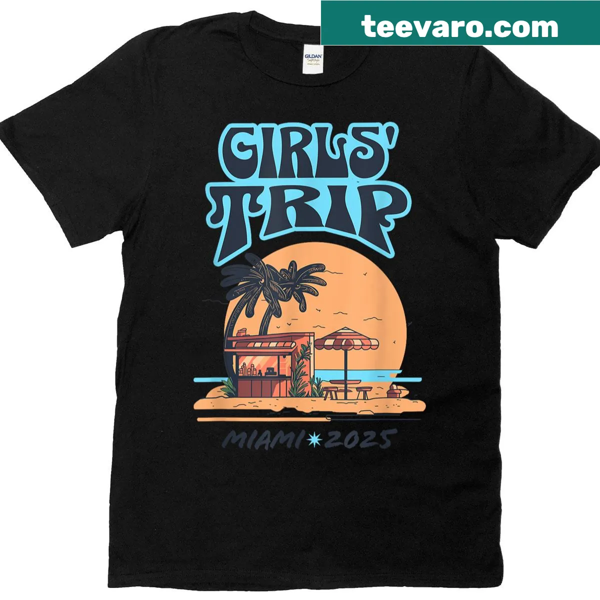 T-shirt celebrating a girls trip to Miami 2025 — on a men's t-shirt