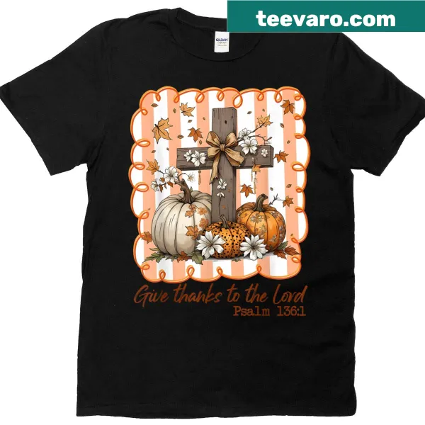 Boho floral pumpkin and cross design on a fall-themed shirt