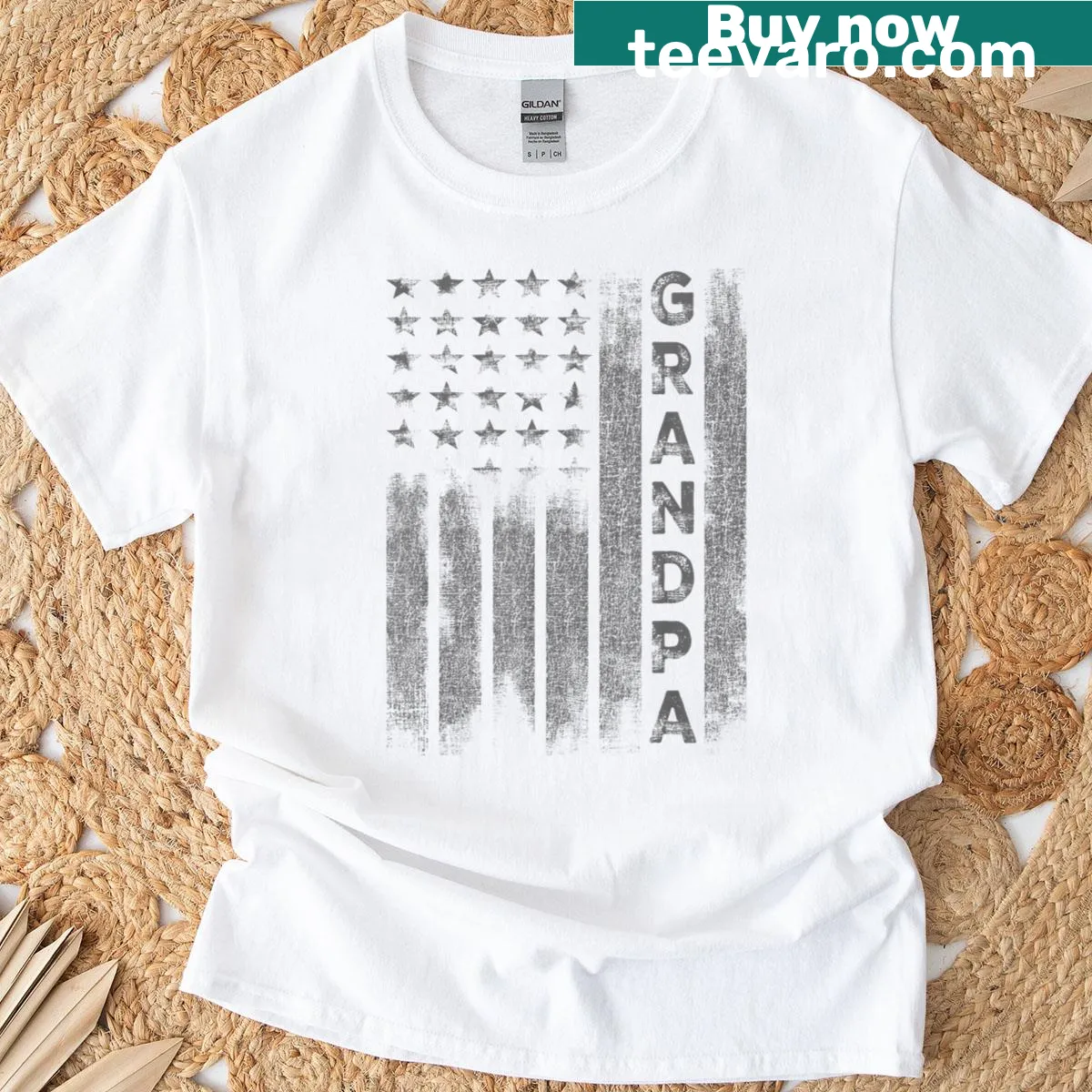 Vintage American flag design for Father's Day T-shirt — on a men's t-shirt