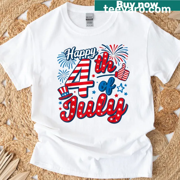 Patriotic American flag design for 4th of July T-shirt