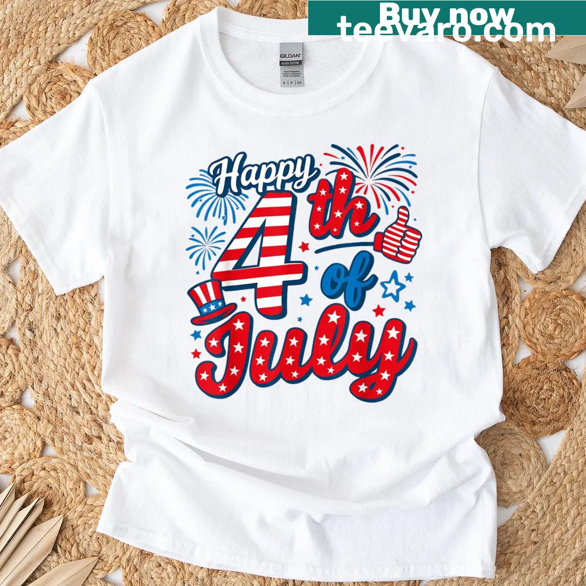 Patriotic American flag design for 4th of July T-shirt — on a men's t-shirt