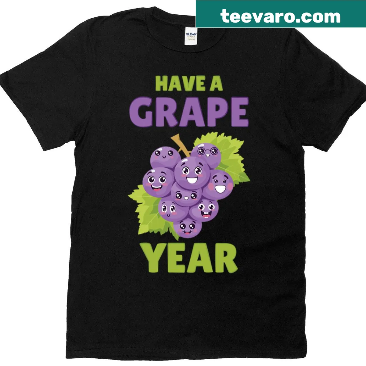 Cute T-shirt featuring a whimsical grape character for back-to-school — on a men's t-shirt