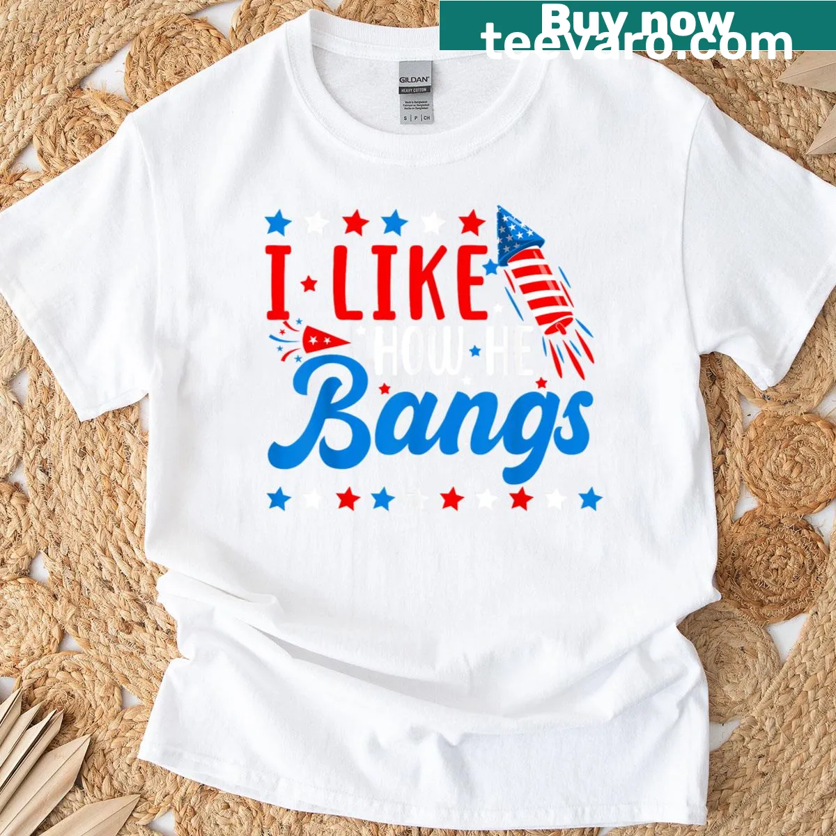 Couple t-shirt with funny 4th of July graphic text — on a men's t-shirt