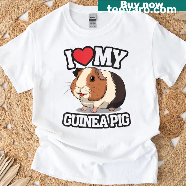 Cute T-shirt for guinea pig lovers featuring a wheeking illustration