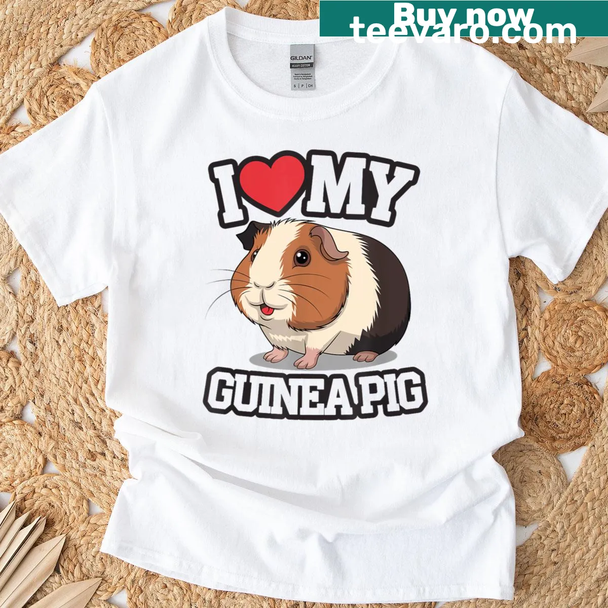 Cute T-shirt for guinea pig lovers featuring a wheeking illustration — on a men's t-shirt
