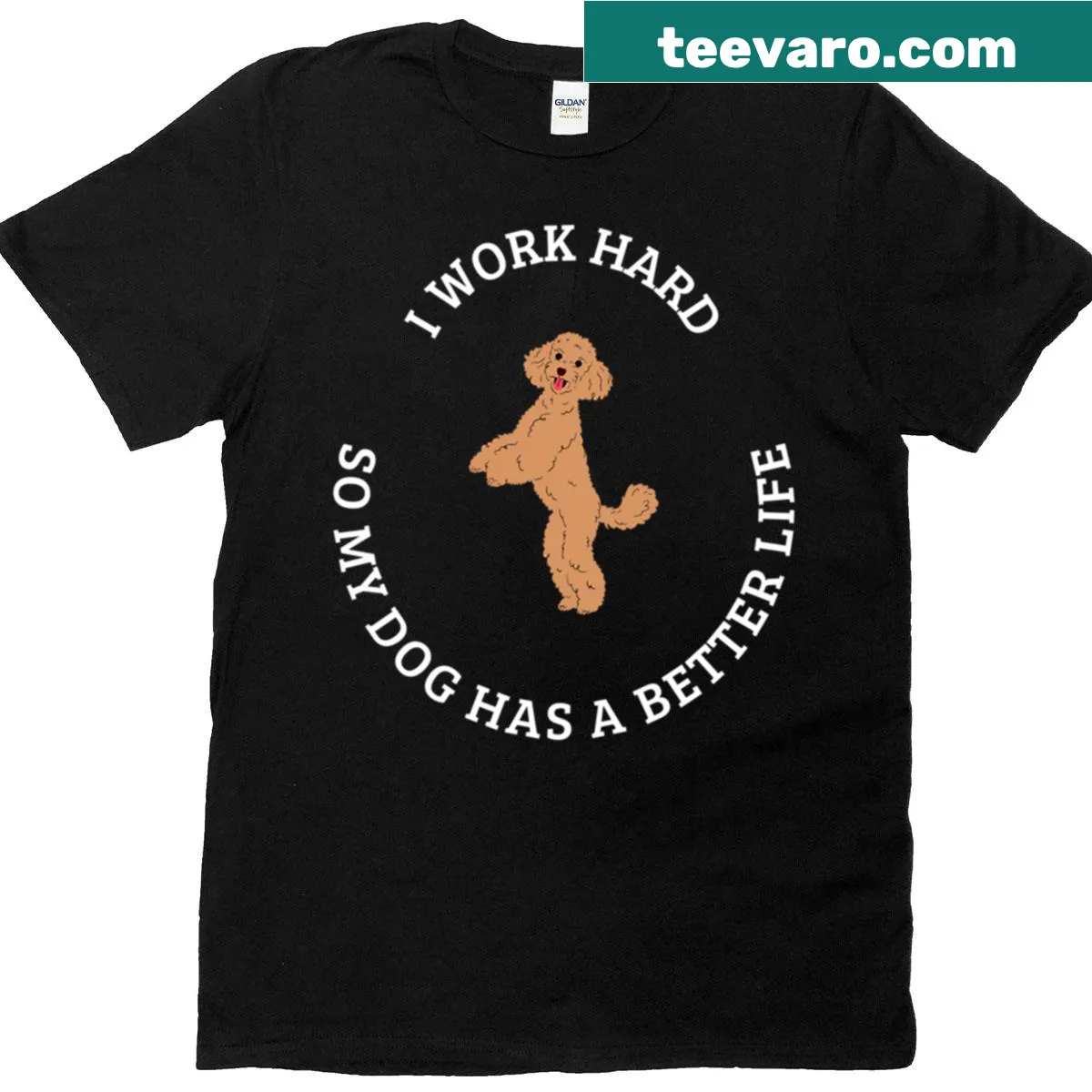 T-shirt featuring a playful illustration for poodle lovers — on a men's t-shirt