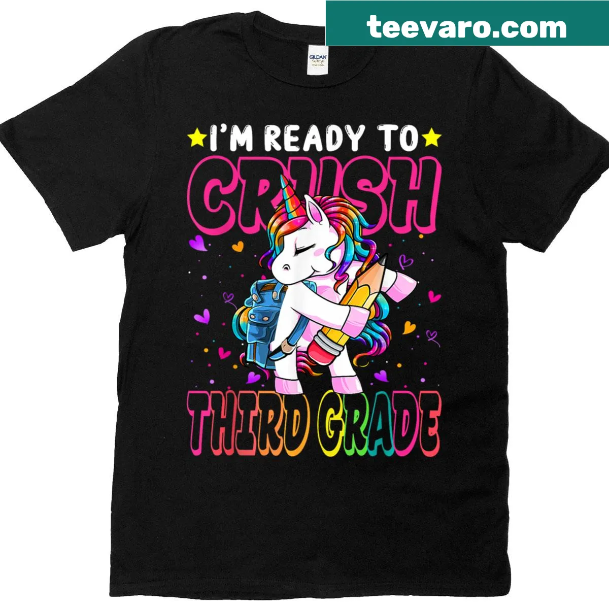 Unicorn-themed T-shirt for girls ready for third grade — on a men's t-shirt