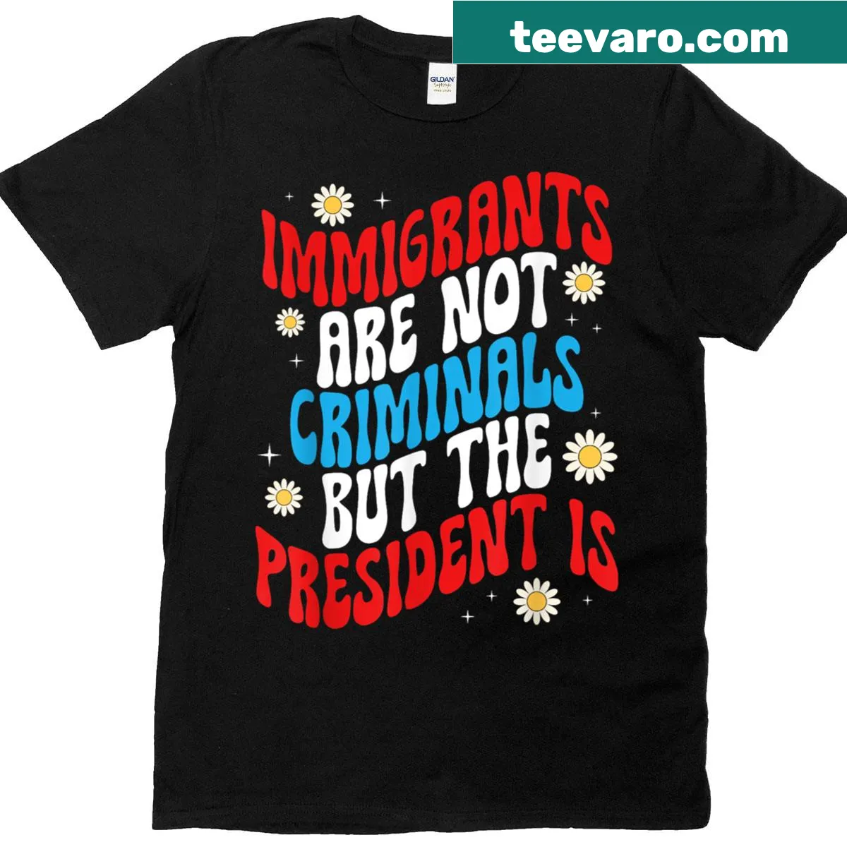 Bold statement t-shirt about immigration and politics. — on a men's t-shirt