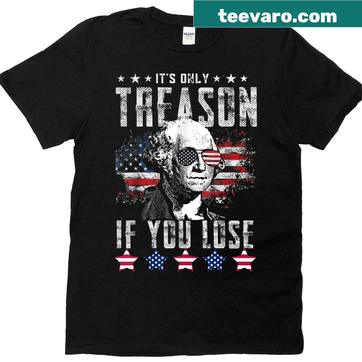 Provocative Independence Day t-shirt with bold text about treason. — on a men's t-shirt