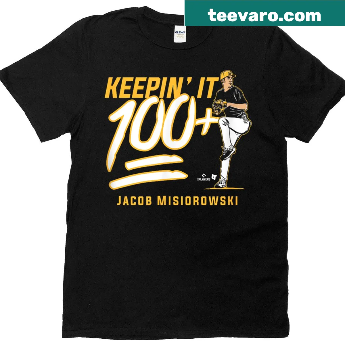 Milwaukee Baseball tee featuring Jacob Misiorowski's name and 'Keepin It 100' — on a men's t-shirt