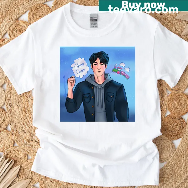 Hand-lettered 'Jinu Choo Choo' phrase T-shirt