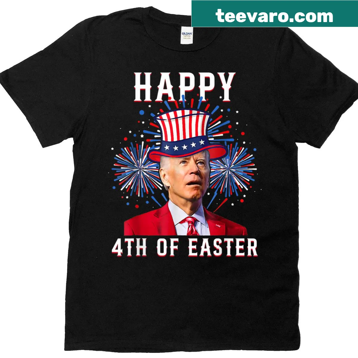 Funny text design blending Easter and Fourth of July themes — on a men's t-shirt