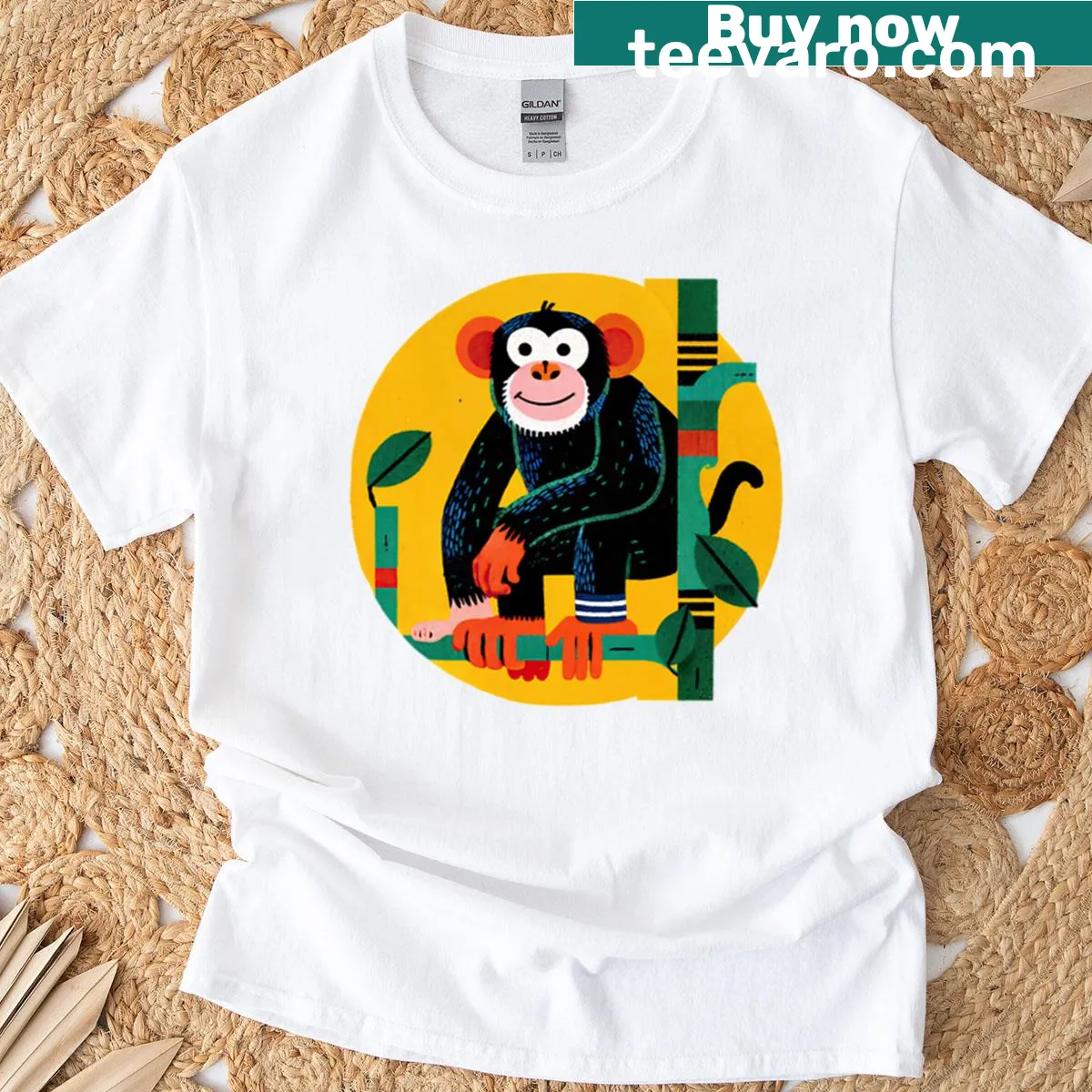Cartoon monkey design on a playful T-shirt — on a men's t-shirt