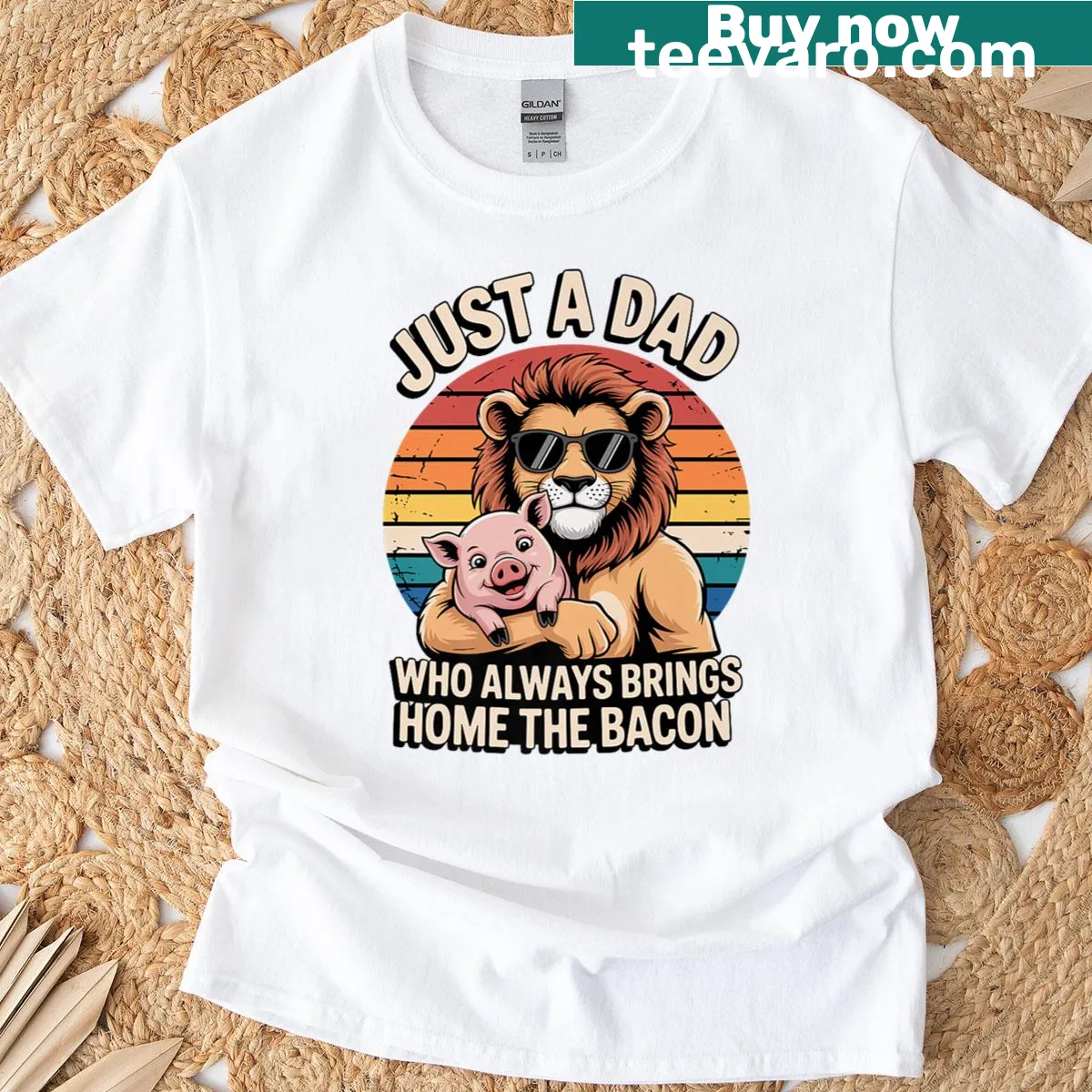 Dad T-shirt with pig graphic and provider slogan — on a men's t-shirt