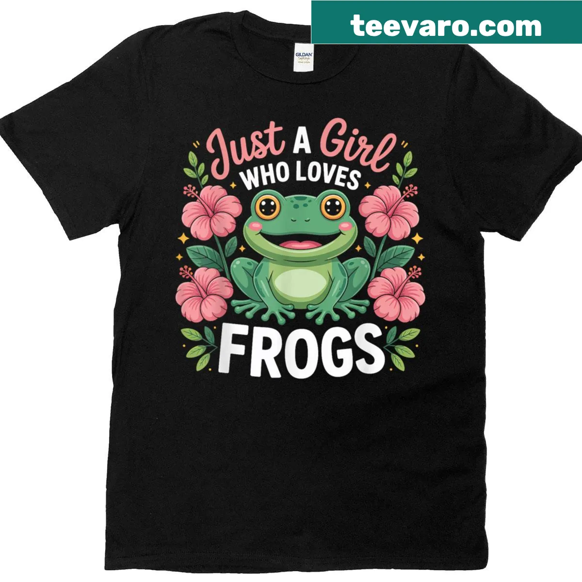 Cute cartoon design of frogs with text for frog lovers — on a men's t-shirt