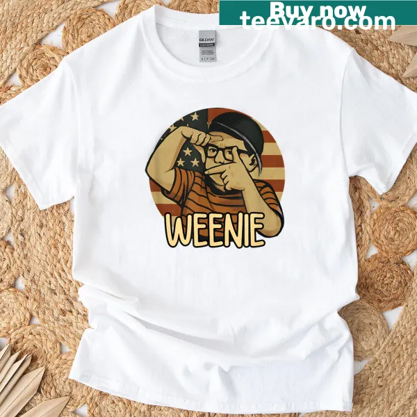 Funny baseball-themed Weenie t-shirt with playful slogan