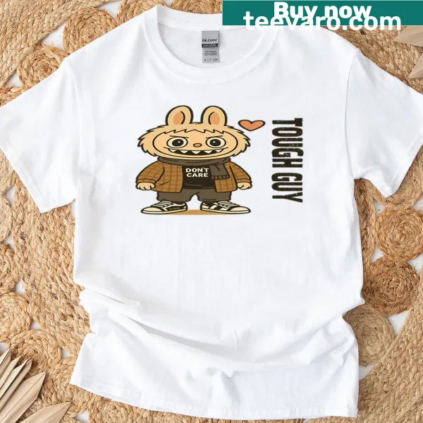 Edgy street style graphic on Labubu Tough Guy t-shirt