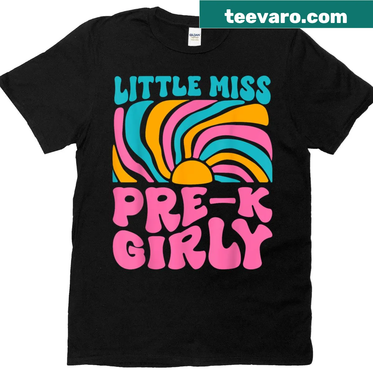 Retro Little Miss Pre-k t-shirt designed for young kids — on a men's t-shirt