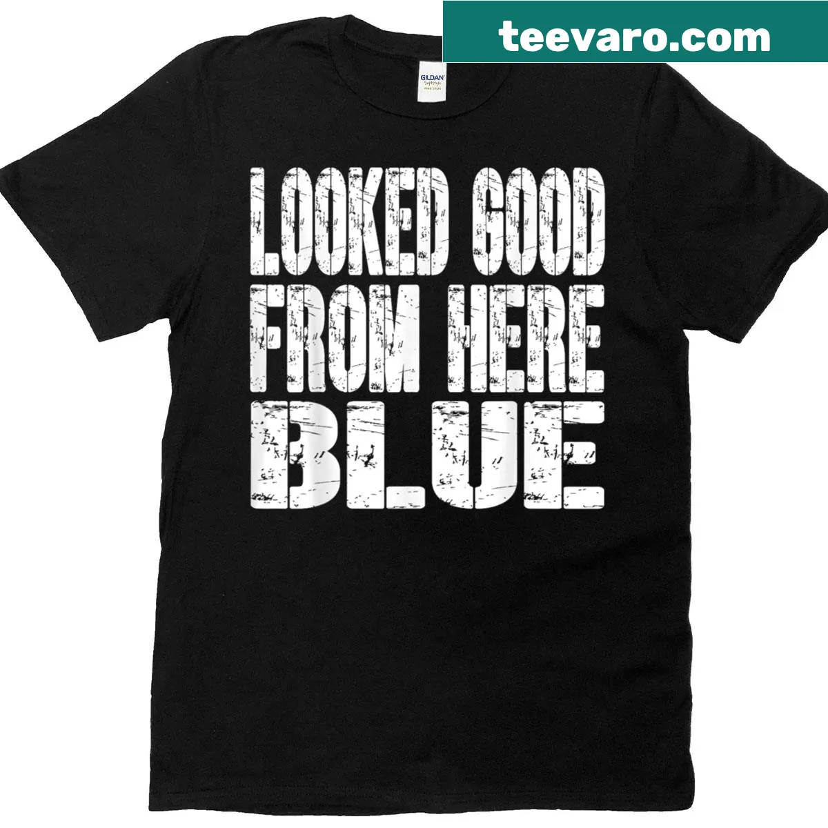 Blue funny sarcastic softball T-shirt with humorous text — on a men's t-shirt