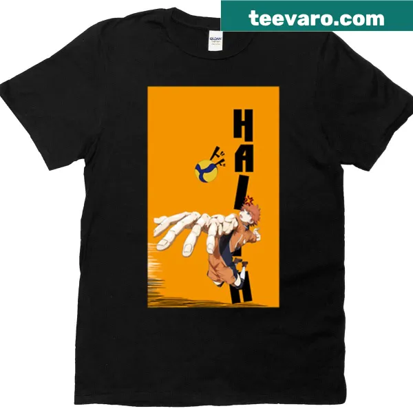 Anime volleyball T-shirt with an illustrated jump action scene