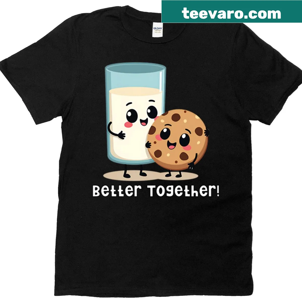 Milk and cookie themed t-shirt with playful typography — on a men's t-shirt