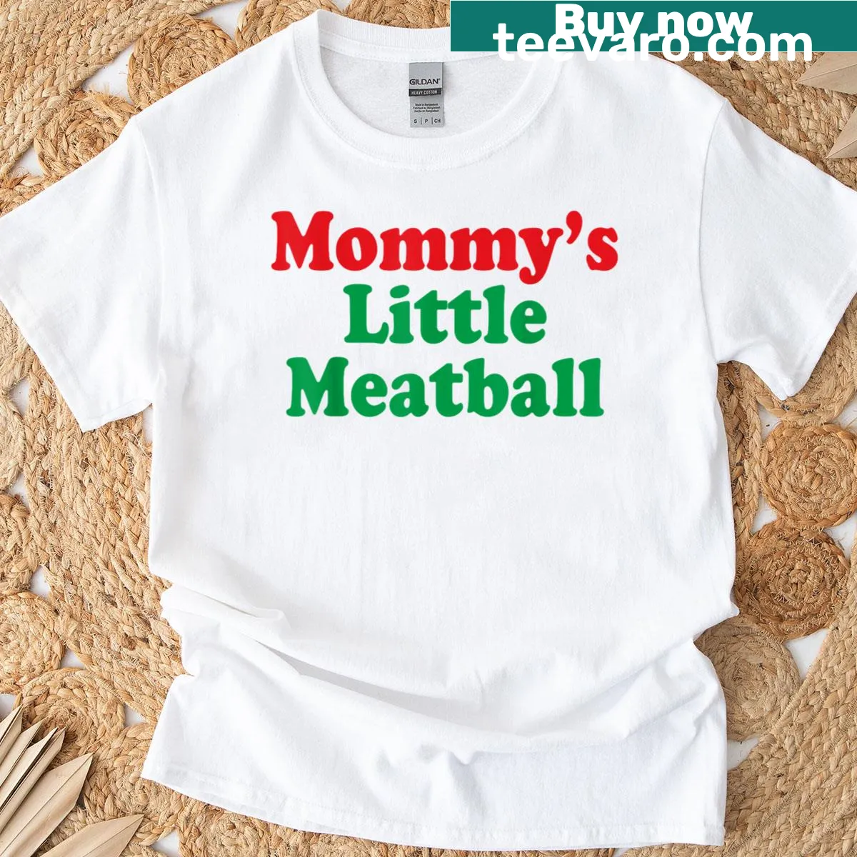 T-shirt with 'Mommy's Little Meatball' humorous Italian saying — on a men's t-shirt